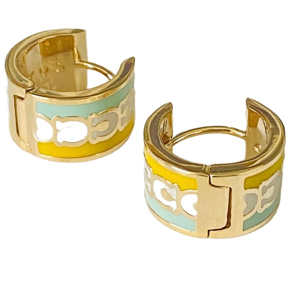 NEW Coach Buttercup Huggies Earrings on Card w/Dust Bag Rtl $115 - Picture 1 of 7